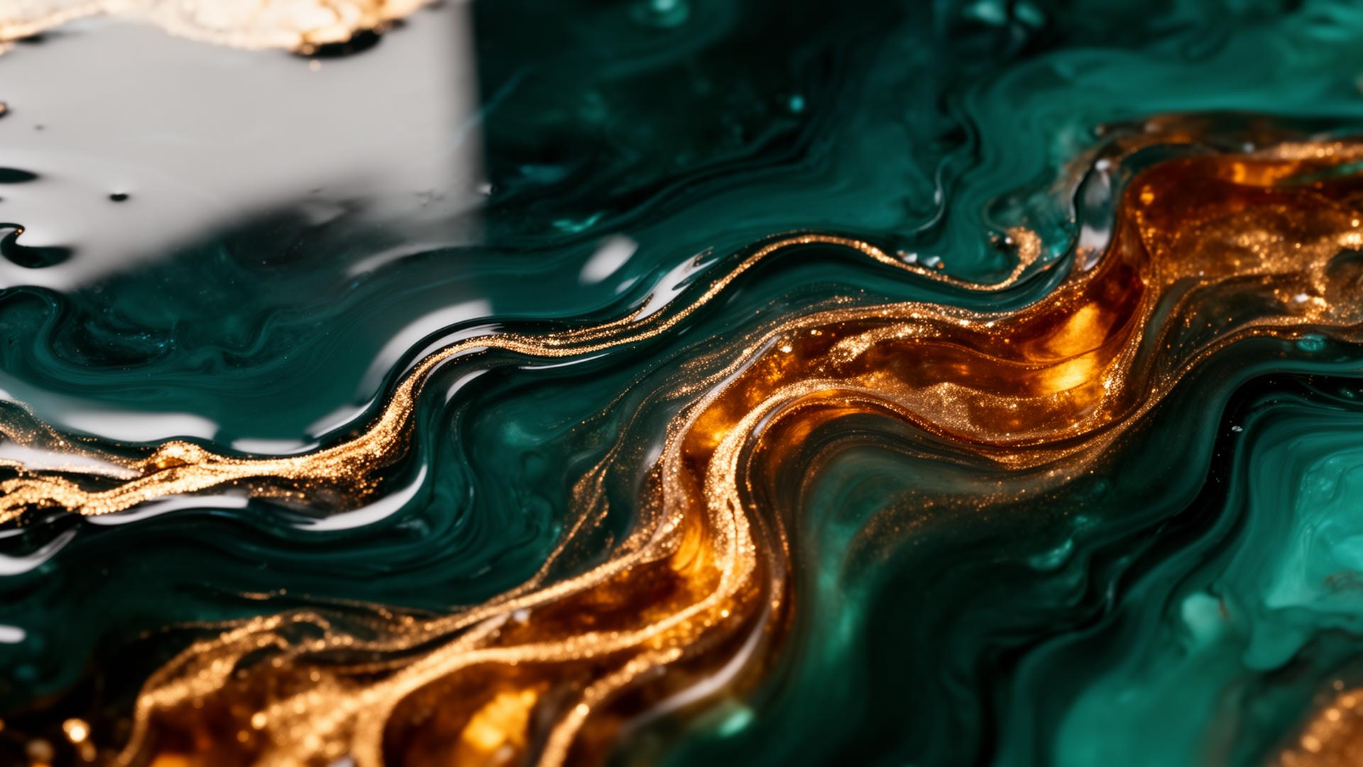Epoxy resin in deep green and amber